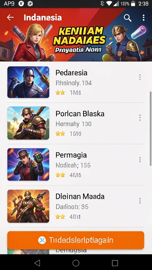 Tangkapan layar yang memperlihatkan berbagai level yang menantang.