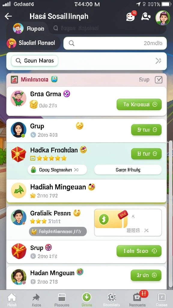 Fitur interaktif untuk bermain bersama teman.